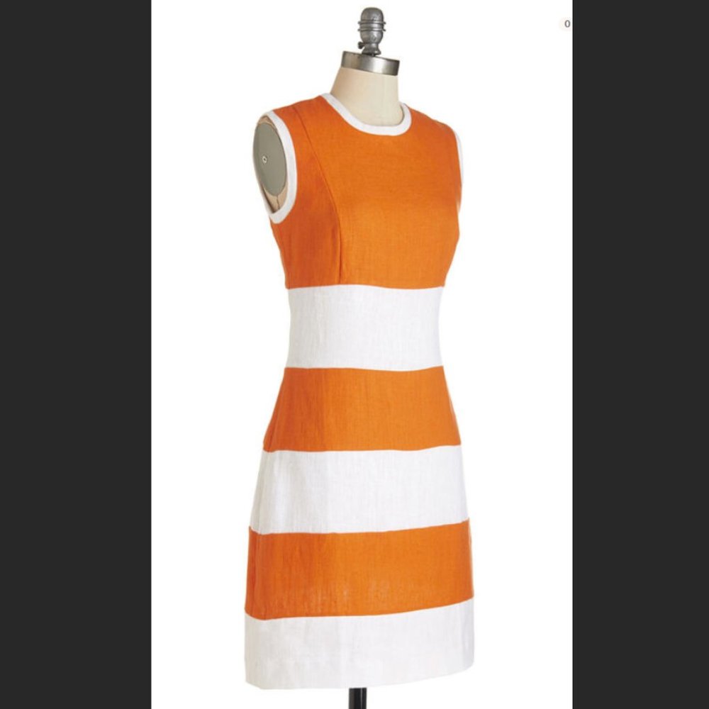 Retro Orange Striped Marmalade-Modcloth Dress
